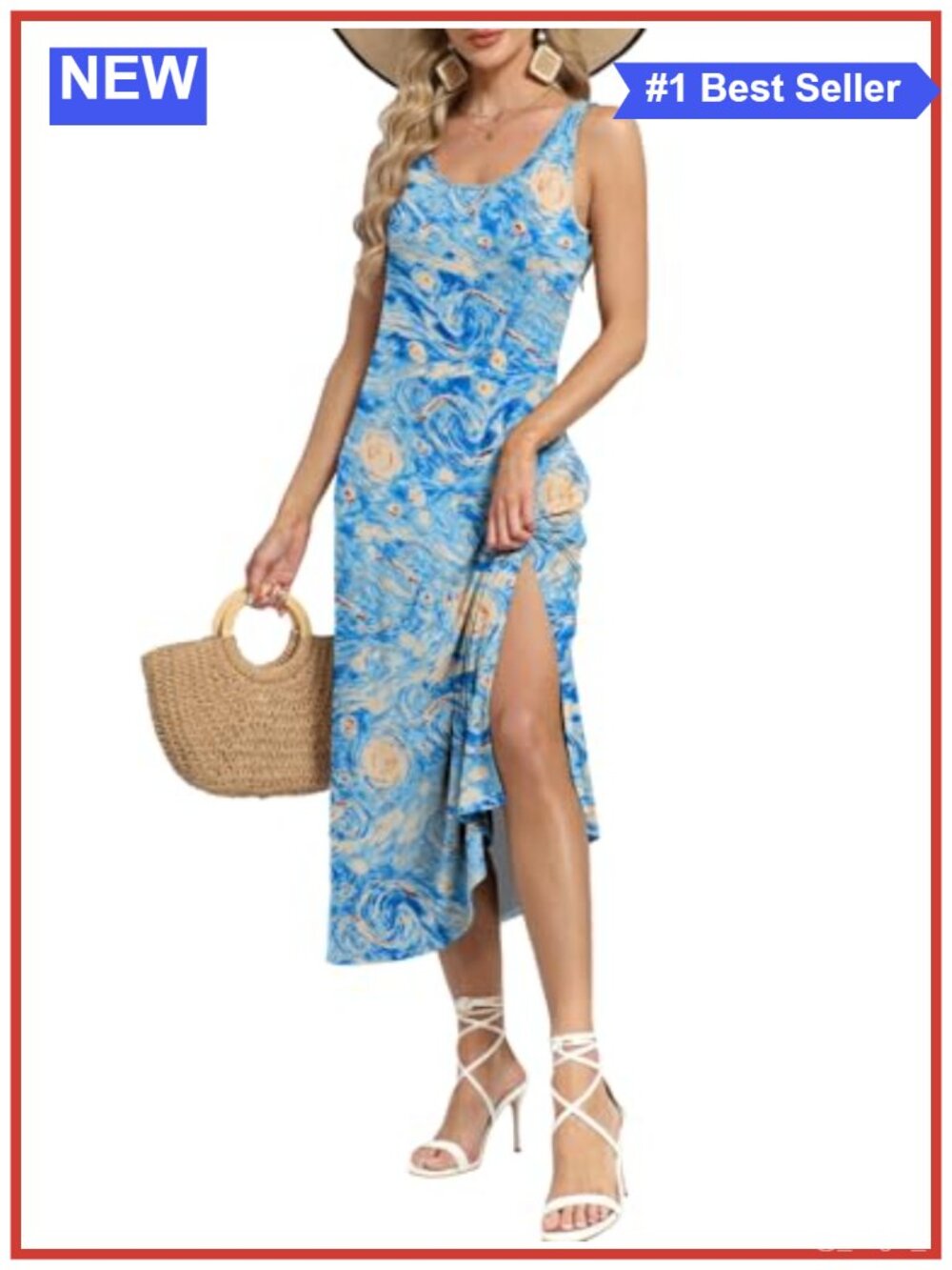 Sleeveless Floral Maxi Dress Summer Sundress Pockets Flowy
